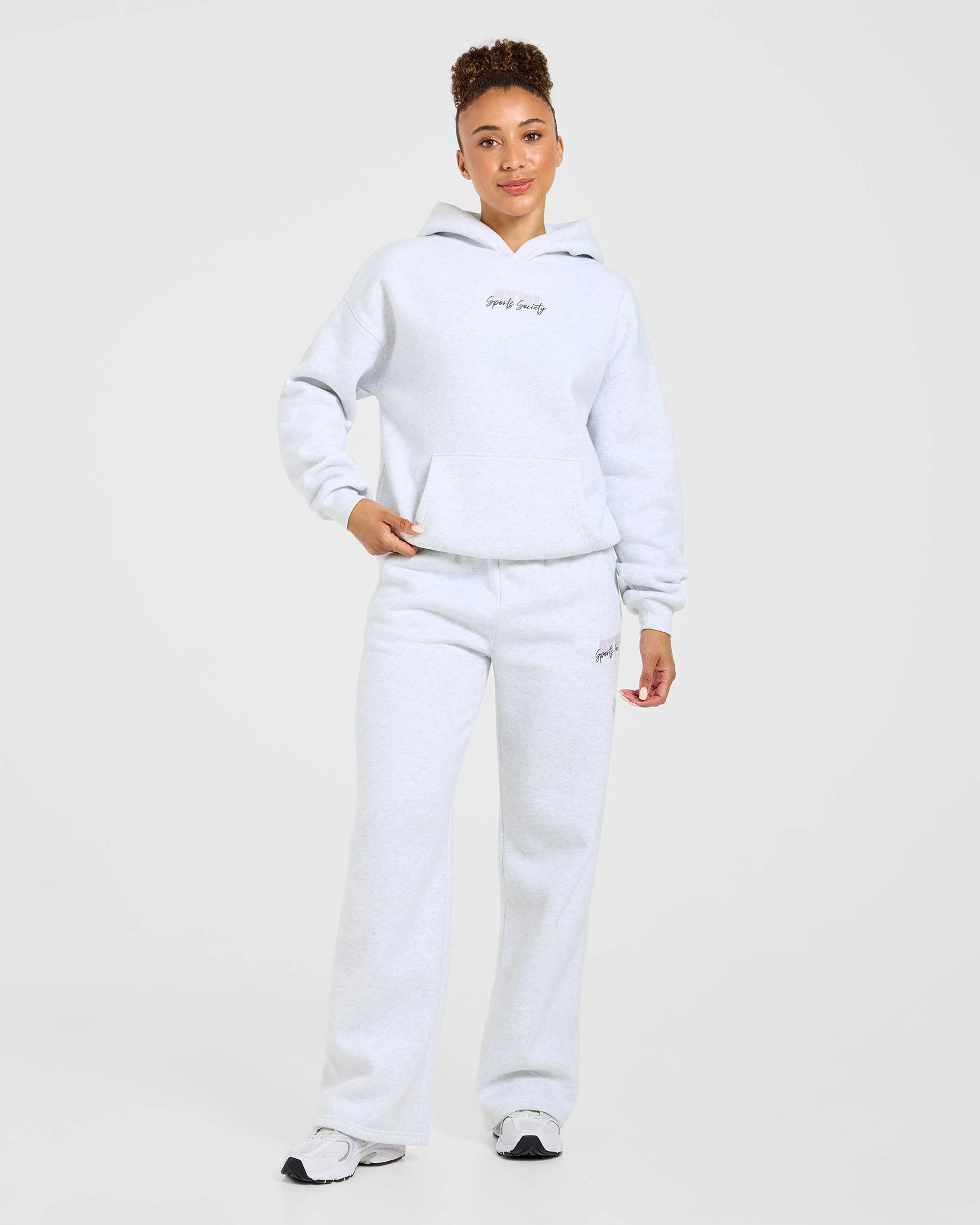 Sports Society Oversized Straight Leg Joggers - Heather Gris - Image 3