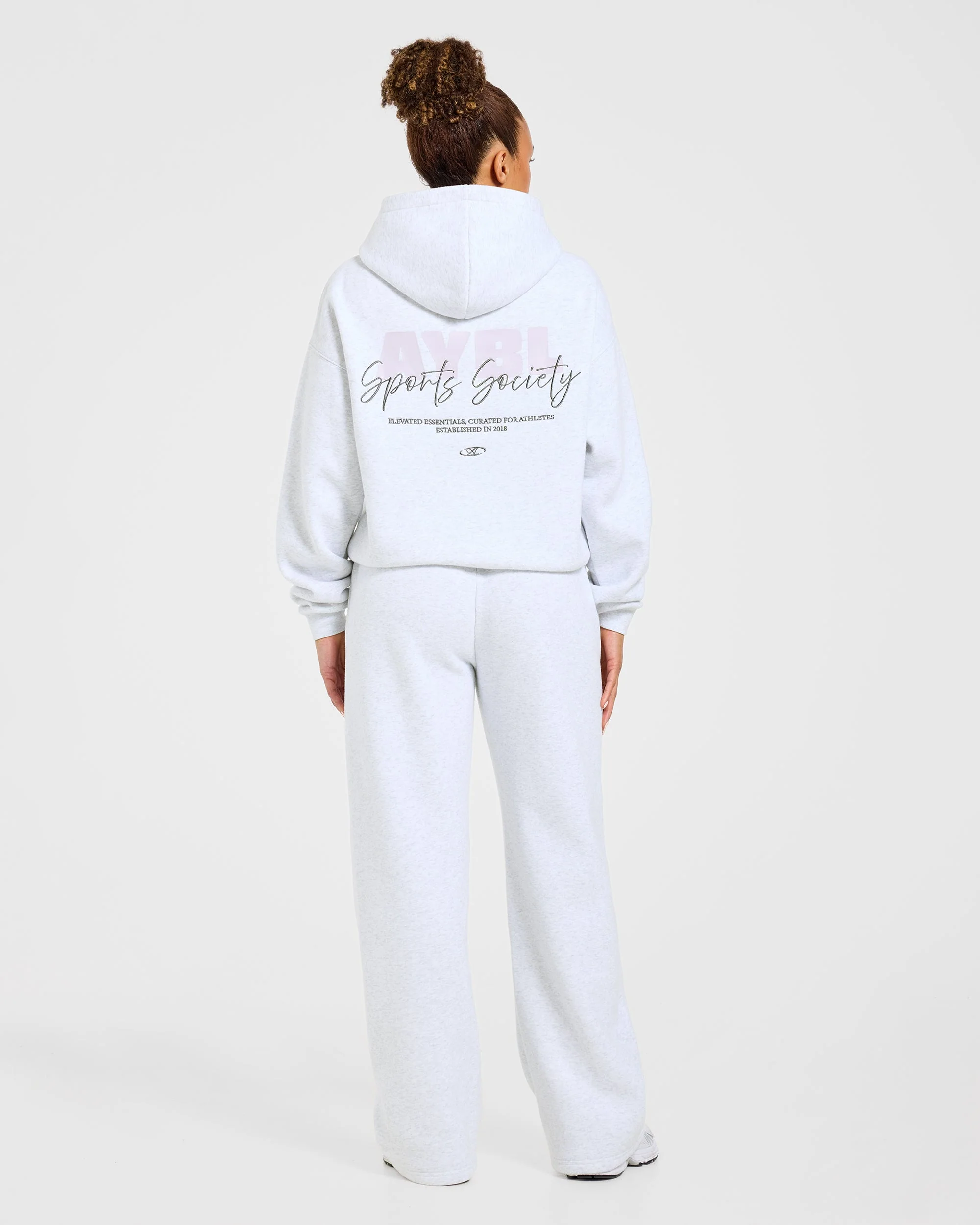 Sports Society Oversized Straight Leg Joggers - Heather Gris - Image 4