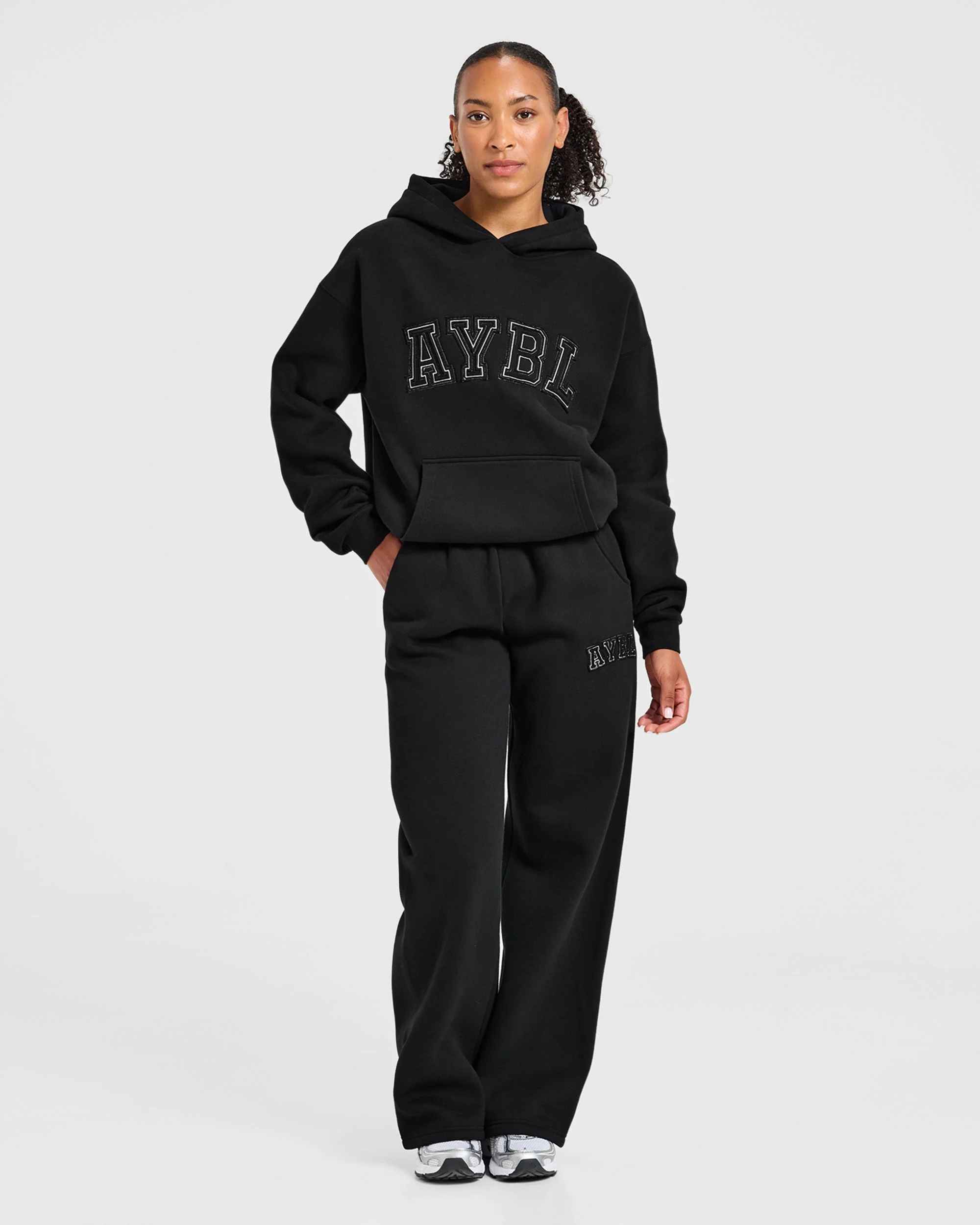 Varsity Applique Oversized Hoodie - Noir - Image 3