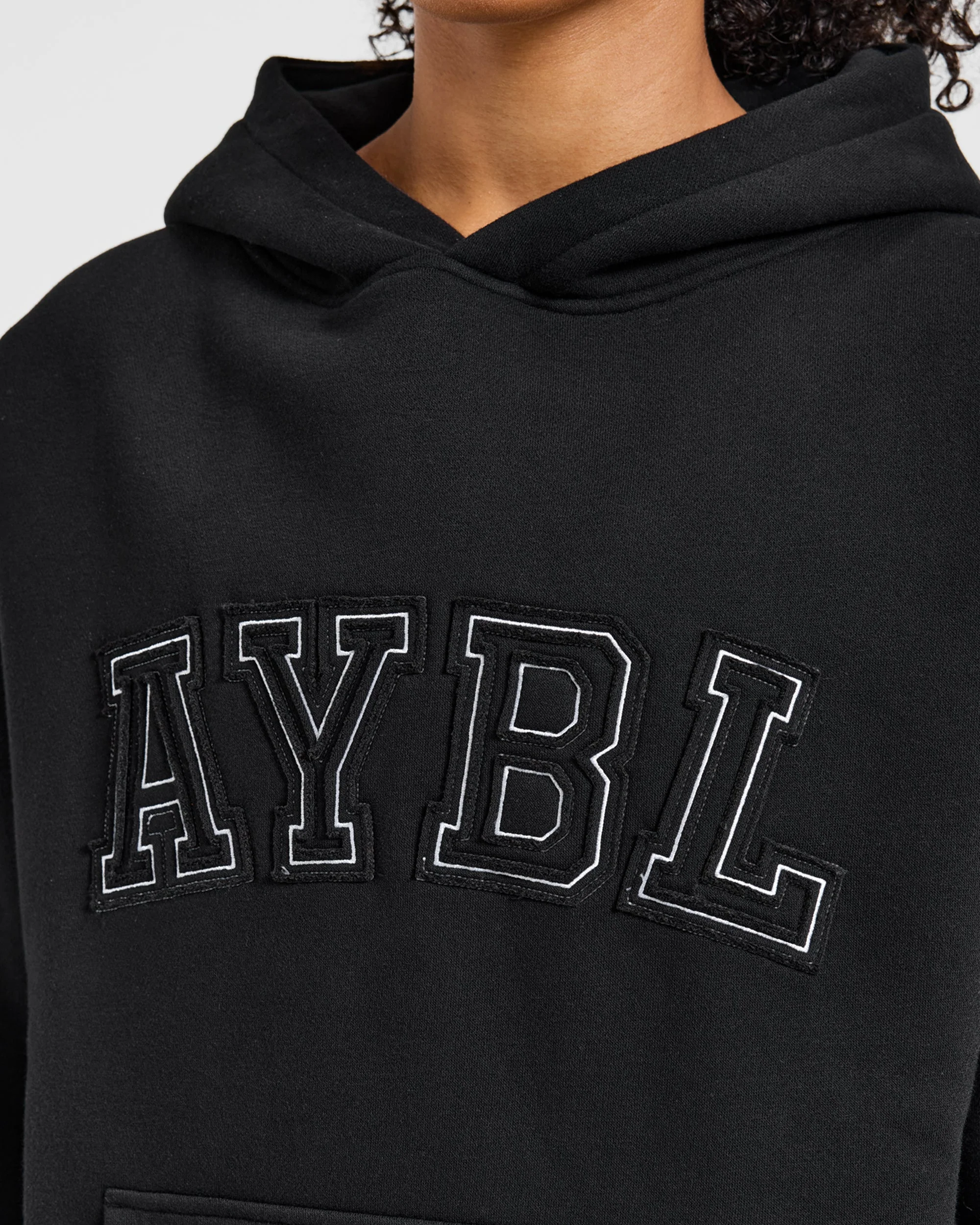 Varsity Applique Oversized Hoodie - Noir - Image 5