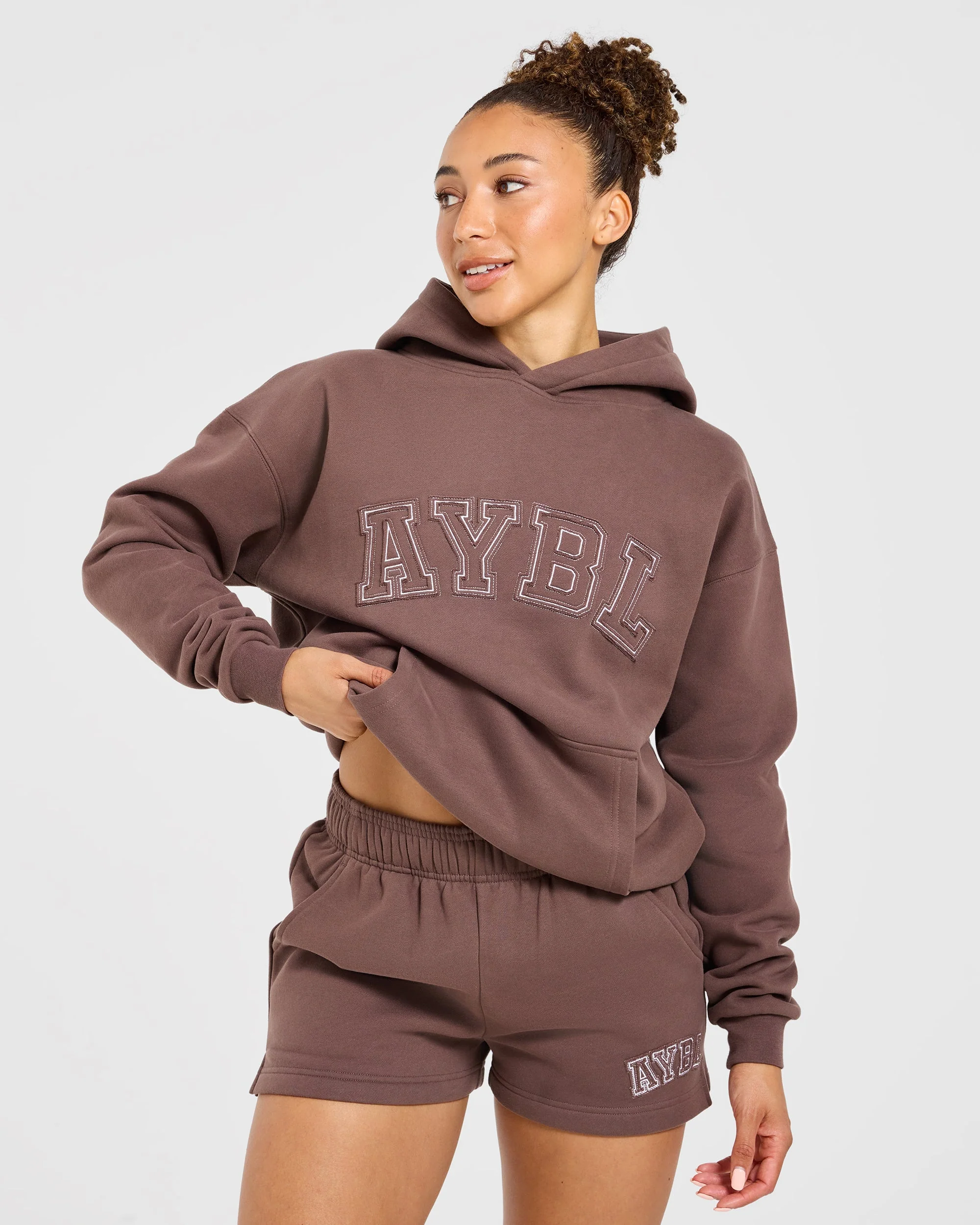 Varsity Applique Oversized Hoodie - Marron - Image 8