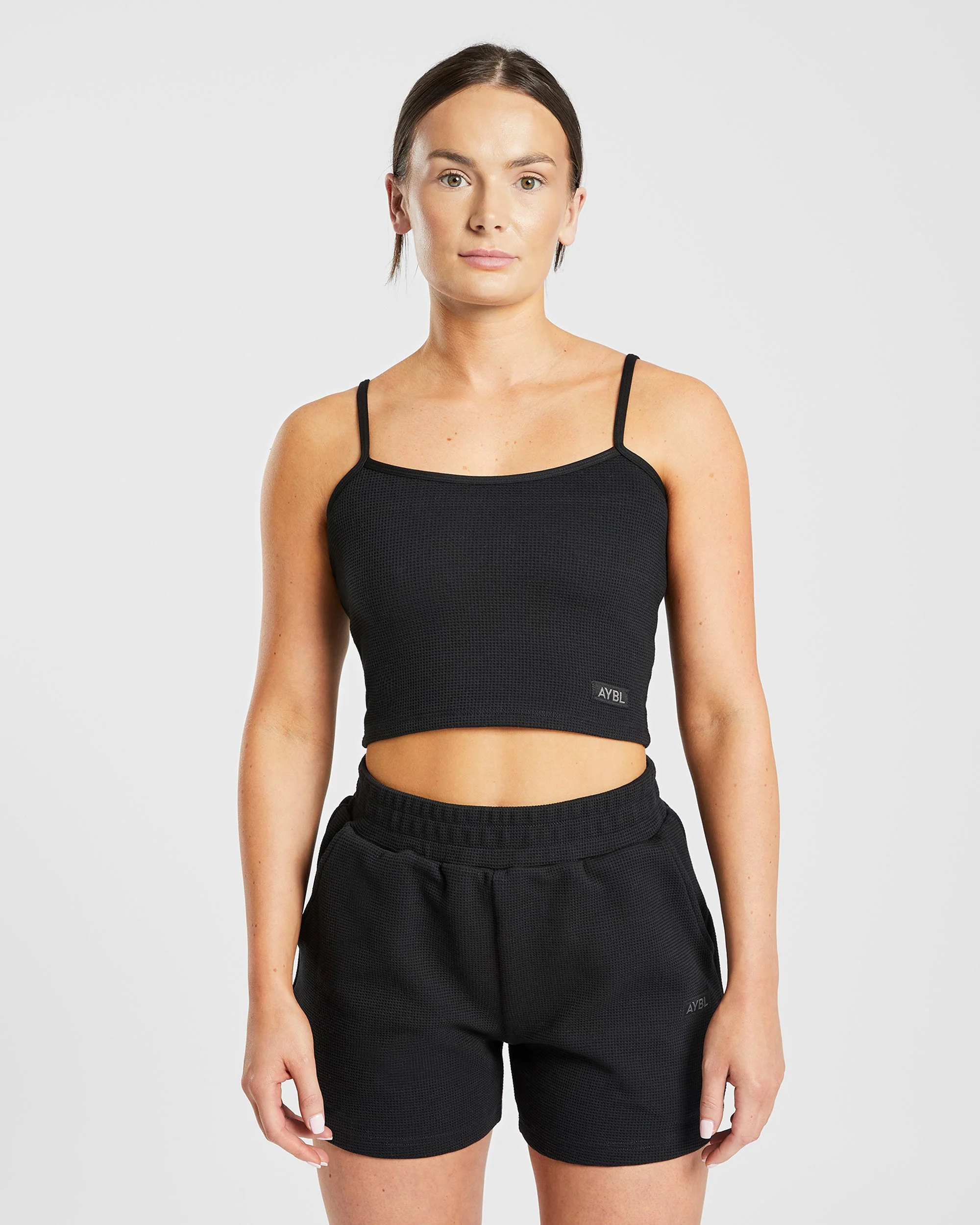 Waffle Crop Vest - Noir